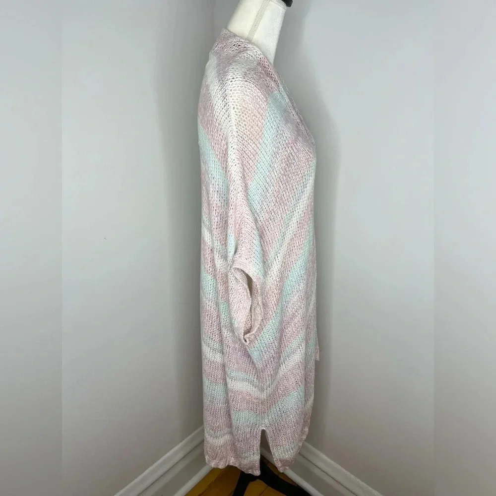 Lane Bryant Size 20 Pastel Striped Open Duster Cardigan Boho Cocoon Sweater - Picture 6 of 13